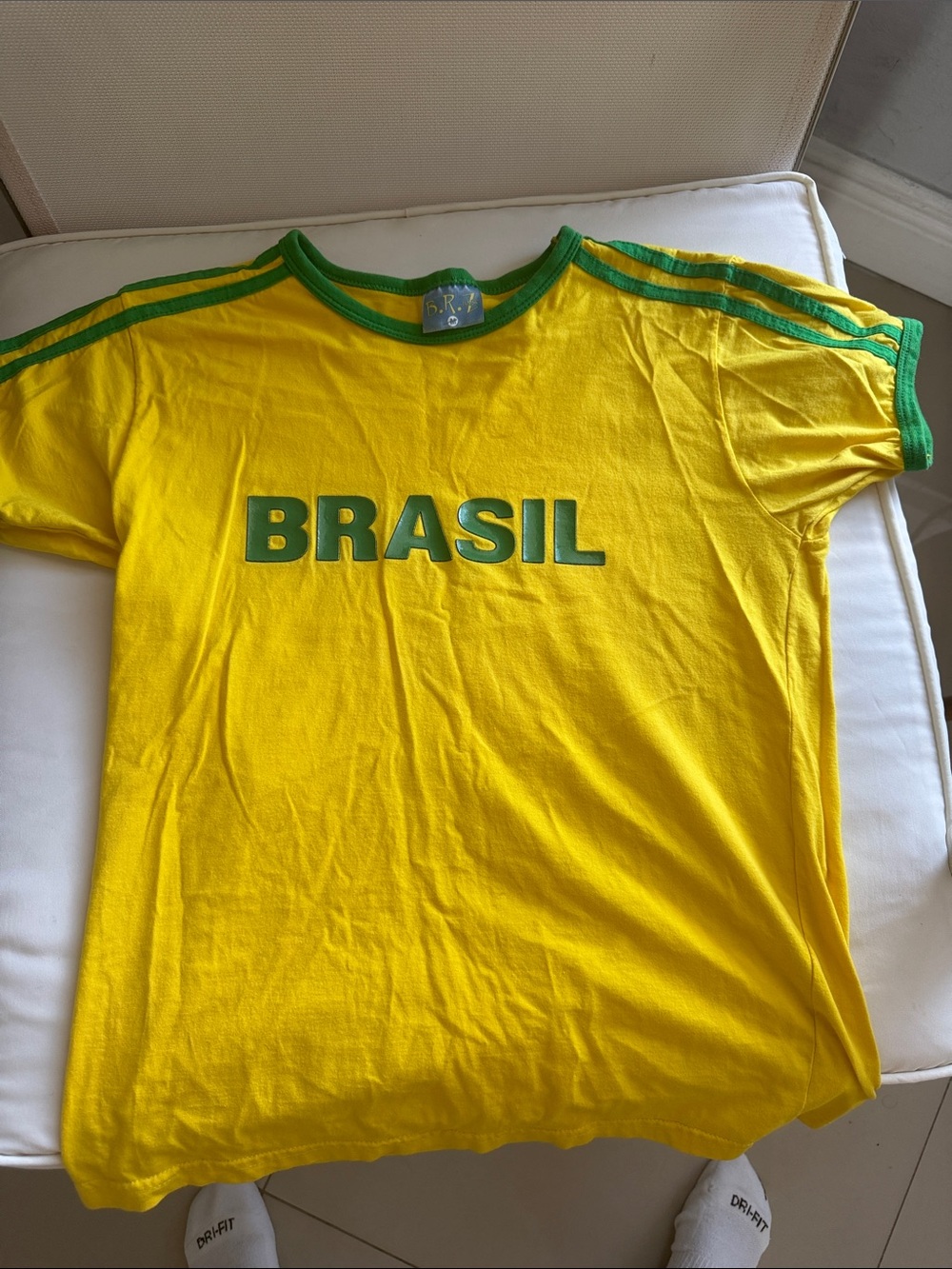 Yellow Brasil T-Shirt with Green Trim
